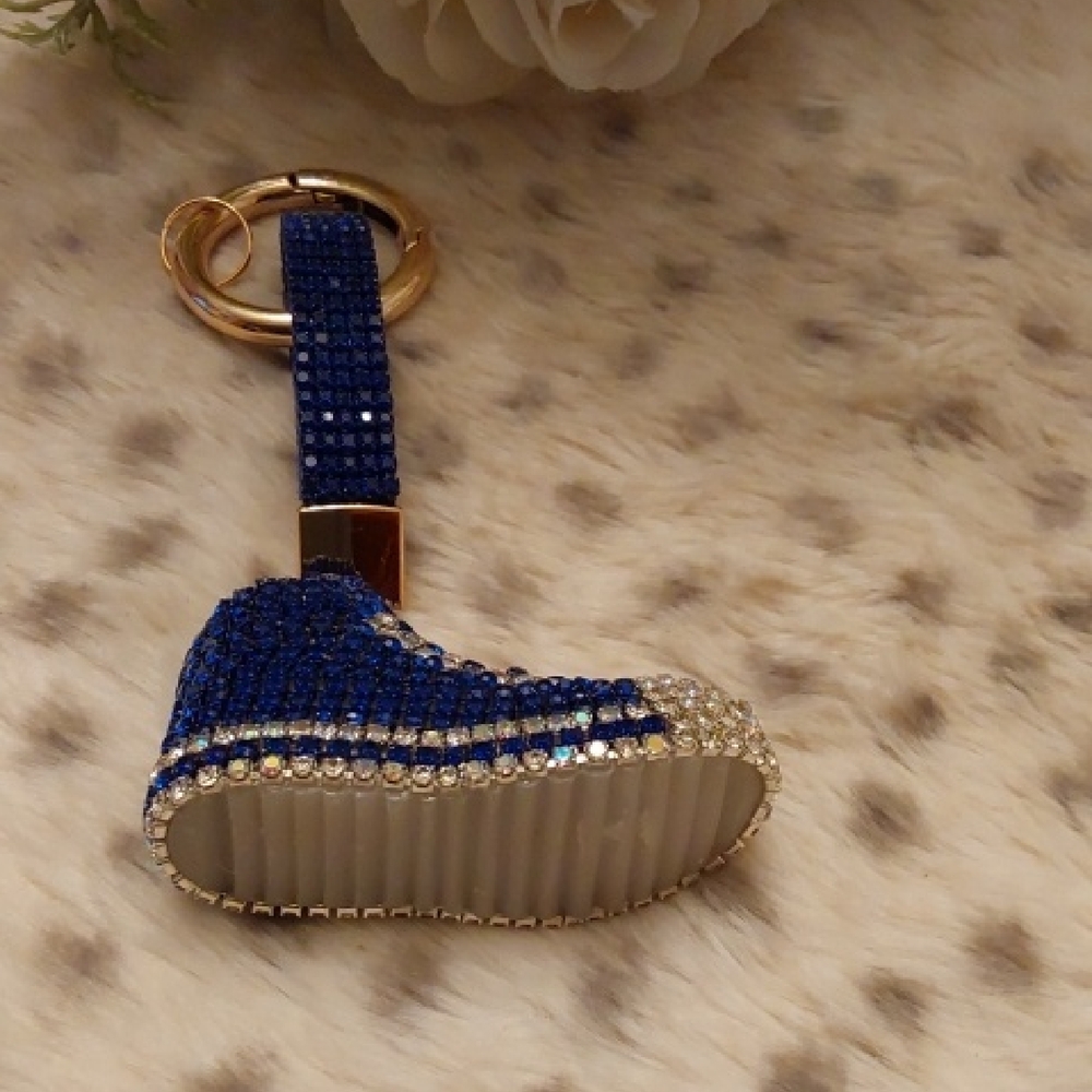 Blue and Gold Rhinestone Keychain - Picture 2 of 5